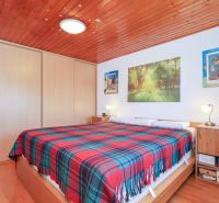 Bedroom in a family house with sliding wardrobe doors, decorated with ceiling stars.