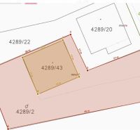 Cadastral map with plots 4289/43 and 4289/2 on Búdková Street in Bratislava.