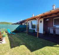A family house on Poľná Street in Dudince with a terrace, sunbed, and hot tub in the garden.