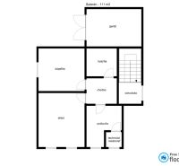 Basement floor plan of a family house with a garage, boiler room, bathroom, and other rooms.