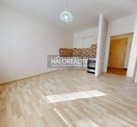 Kitchen in a studio apartment with a wooden decor floor and ceramic tiles.
