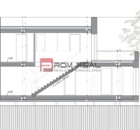 Technical drawing of a building with a floor and staircase in Borinka, Land - residential.