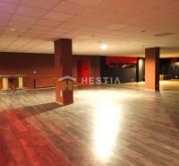 A large open space with wooden floors and columns suitable for commercial premises.