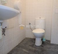 A restroom in premises designated for commercial land with ceramic tiles and a sink.