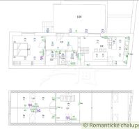 Floor plan of a family house in Sobotište with rooms and equipment labeling.