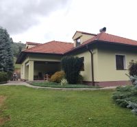 A family house in Trebostovo with a garden, lawn, terrace, and trees in the yard.
