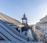 A view of the roofs and architecture on Gorkého Street in Bratislava, Old Town.