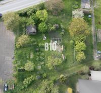 Aerial view of a green garden on a residential plot in Dunajská Lužná.