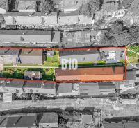 Aerial view of properties - housing on Jadranská Street in Bratislava IV with a garden.