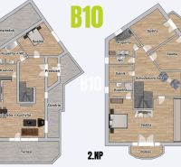 Floor plan of a family house with rooms and facilities on two levels.
