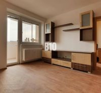 A room with furniture, a wooden decor floor, balcony doors.