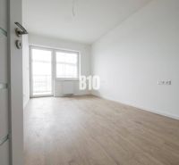A spacious room with a large window, light flooring, and white walls in a 2-room apartment.