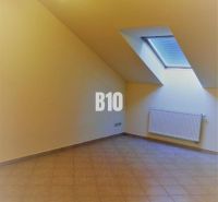 An attic room with a skylight and tiles, suitable for offices.