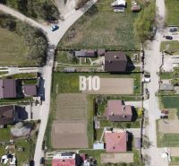 Aerial view of residential plots in the town of Bytča, showing the layout and streets.