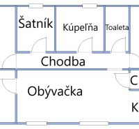 Floor Plan of a Family House in Andovce with Rooms and Sanitary Facilities.