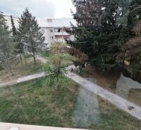 View of greenery and a block of flats from a 1-room apartment on Záborského Street in Martin.