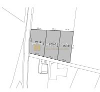 Land plan for residential plots in Bukovec with dimensions and area of parcels.