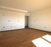 A bright room with a wooden decor floor in a holiday apartment.