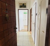 Entrance hallway of a 3-room apartment with tiles and a picture above the door.