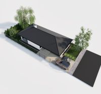 Family house on Pánska Niva street with parking and a garden with ornamental trees.