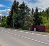 The road on Levočská Street in Stará Ľubovňa surrounded by family houses and trees.