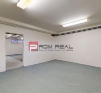 Interior with white walls, lighting, and gray carpet, suitable for storage and halls.