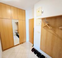 Entrance hallway with a coat rack wall and a mirrored wardrobe in a 2-room apartment.