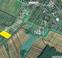 Aerial view of residential plots near Svinná Street in the town of Svinná.