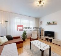 Living room in a three-room apartment with a wooden decor floor and a sofa.
