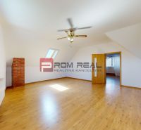 A room in a family house with a wooden decor floor and a brick wall cladding.
