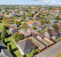 Aerial view of residential plots on Padlých hrdinov Street, Bratislava - Podunajské Biskupice.