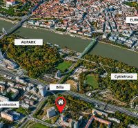 Aerial view of Bratislava, Bosákova, showing local landmarks and infrastructure.