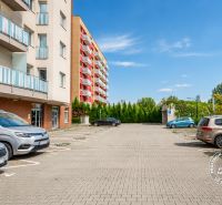 Parking lot in front of apartment buildings on Bosákova Street in Bratislava - Petržalka.