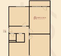 Floor plan of a 3-room apartment on Ondavská Street in Košice, Západ district.