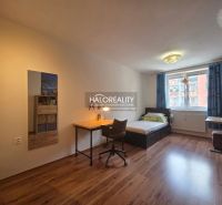 A room in a 2-room apartment with a desk and a wooden decor floor.