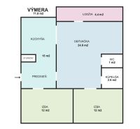 Floor plan of a 3-room apartment with an area of 71.8 m², loggia, hallway, toilet.