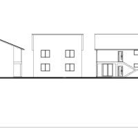 Technical design of a cabin with a sloped roof and an external staircase on Albaregia Street, Jahodná.