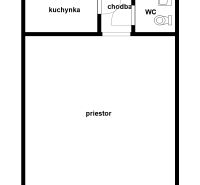 Floor plan of commercial spaces with kitchenette, hallway, and restroom.