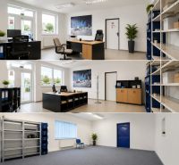 Office spaces with storage facilities and wooden decor flooring in Šaľa, warehouses and halls.