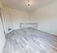 An empty room with white walls and a wooden-patterned floor, doors with glass.