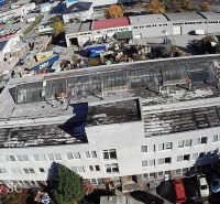 Production facilities on Staviteľská Street in Bratislava III with industrial buildings in the background.