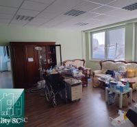 Interior with a sofa set and wooden decor flooring in warehouses and halls.