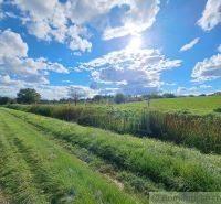 Beautiful greenery and vast fields around Hruboňovo, Záhrady, under the blue sky.