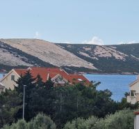 A view of the sea and houses in Stara Novalja from a holiday apartment.