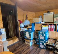 Wooden interior with storage space and flooring with wood decor in commercial premises.