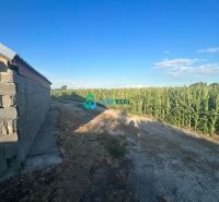A family house in Orechová Potôň surrounded by fields and a blue sky.