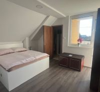 Bedroom with wood-patterned flooring, a bed, and a window to the exterior.