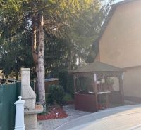 A family house in Gabčíkovo with a gazebo and trees in the garden.
