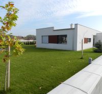 A family house in Dolný Bar with a lawn and a swimming pool in the yard.