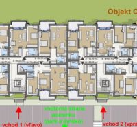 The floor plan of object C shows the layout of apartments with an area starting from 50.42 m².